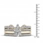 14k Yellow Gold 1 Ct Round Cut Diamond Crowned Bridal Ring Set I-J I2
