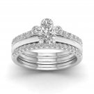14k White Gold 1 Ct Round Cut Diamond Crown Style Bridal Ring Set I-J I2 14k White Gold 1 Ct Round Cut Diamond Crown Style Bridal Ring Set I-J I2