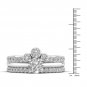 14k White Gold 1 Ct Round Cut Diamond Crown Style Bridal Ring Set I-J I2