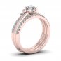 14k Rose Gold 1 Ct Round Cut Diamond Crown Style Bridal Ring Set I-J I2