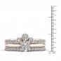 14k Rose Gold 1 Ct Round Cut Diamond Crown Style Bridal Ring Set I-J I2