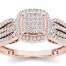 14k Rose Gold 0.35 Ct Round Cut Diamond Halo Cluster Engagement Ring HI I2 Size 14k Rose Gold 0.35 Ct Round Cut Diamond Halo Cluster Engagement Ring HI I2 Size