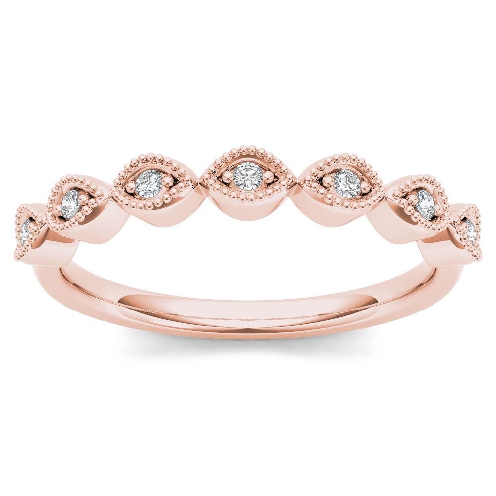 Genuine 10K Rose Gold 0.05 Ct Brillant Round Cut Diamond Wedding Band
