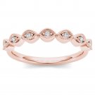 Genuine 10K Rose Gold 0.05 Ct Brillant Round Cut Diamond Wedding Band