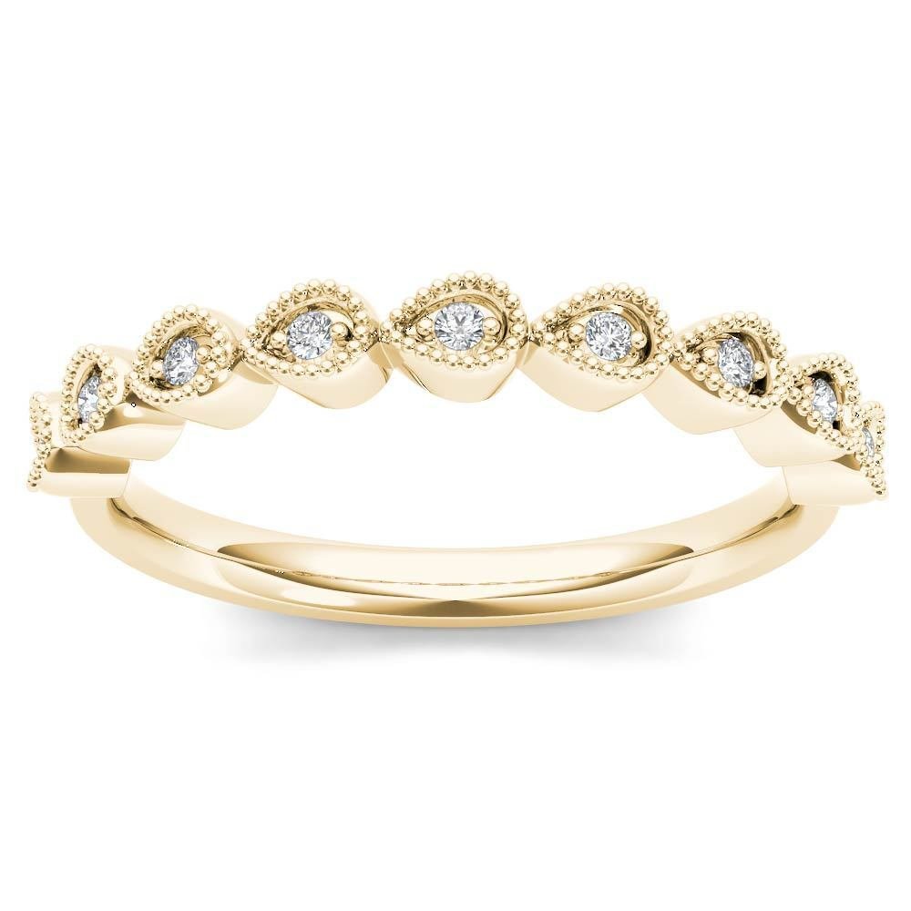 Genuine 0.06 Ct 10K Yellow Gold Brillant Round Cut Diamond Wedding Band