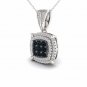 S925 Sterling Silver 0.5Ct TDW Black and White Diamond Cluster Halo Necklace