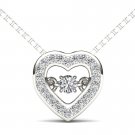 10k White Gold 0.20 Ct Natural Round Cut Diamond Heart Pendant Necklace HI I2