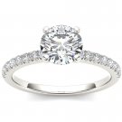 14K White Gold 0.75 Ct Round Cut Diamond Classic Solitaire Engagement Ring HI