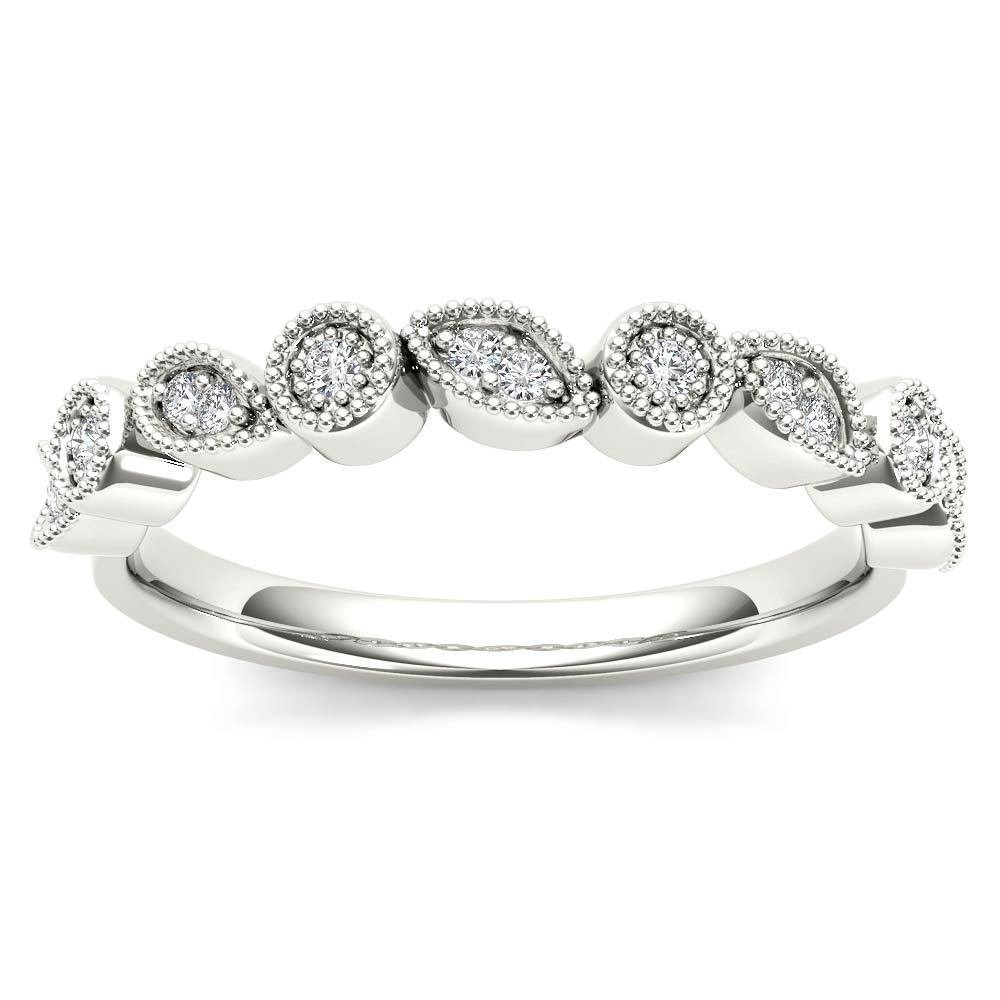 10K White Gold 0.10 Ct Brillant Round Cut Diamond Wedding Band