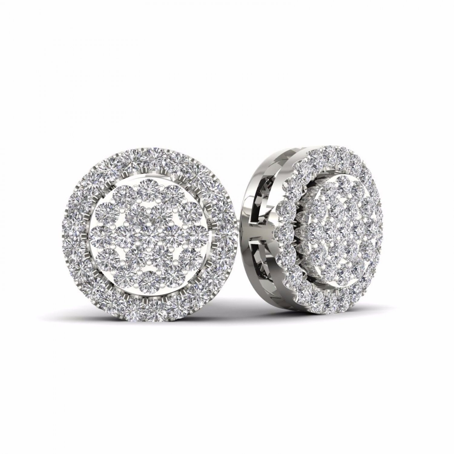 10k White Gold 0.18ct TDW Diamond Cluster Halo Stud Earrings H-I  I2
