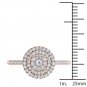 Genuine 14K Rose Gold 0.33 Ct Round Cut Diamond Cluster Engagement Ring