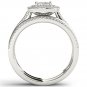14k White Gold 0.50Ct Natural Diamond Cushion Shaped Halo Engagement Ring Set HI