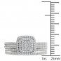 14k White Gold 0.50Ct Natural Diamond Cushion Shaped Halo Engagement Ring Set HI