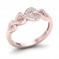 10k Rose Gold 0.06 Ct Diamond Interlocking Heart Fashion Engagemeny Ring HI I2