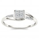 Solid 14k White Gold 0.23Ct Natural Princess Cut Diamond Engagement Fashion Ring Solid 14k White Gold 0.23Ct Natural Princess Cut Diamond Engagement Fashion Ring
