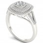 10K White Gold 0.50 Ct Natual Round Cut Diamond Cluster Frame Engagement Ring
