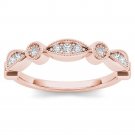 Solid 10K Rose Gold 0.10 Ct Round Cut Diamond Wedding Band