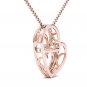 10k Rose Gold 0.15 Ct Round Cut Diamond Dual Heart Beat Pendant Necklace HI I2