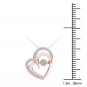 10k Rose Gold 0.15 Ct Round Cut Diamond Dual Heart Beat Pendant Necklace HI I2