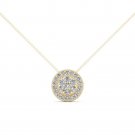 Sold 10k Yellow Gold 0.5Ct Round Cut  Diamond Cluster Halo Necklace HI I2