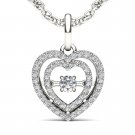 10k White Gold 0.18 Ct Round Cut Diamond Dual Heart Beat Pendant Necklace HI I2 10k White Gold 0.18 Ct Round Cut Diamond Dual Heart Beat Pendant Necklace HI I2