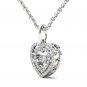 10k White Gold 0.18 Ct Round Cut Diamond Dual Heart Beat Pendant Necklace HI I2
