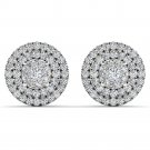 Genuine 10K White Gold 0.50 Ct Natural Round Cut Diamond Cluster Earrings