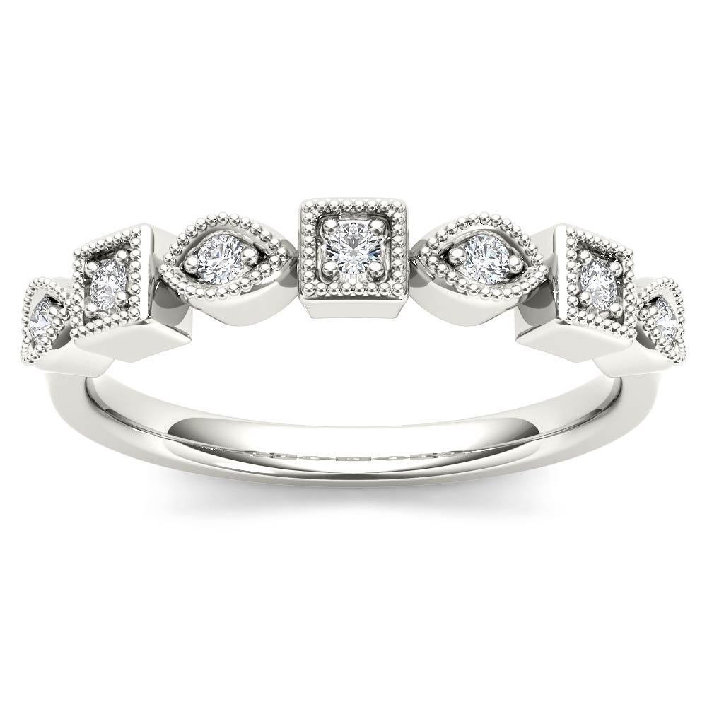 Genuine 10K White Gold 0.10 Ct Brillant Round Cut Diamond Wedding Band