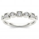 Genuine 10K White Gold 0.10 Ct Brillant Round Cut Diamond Wedding Band