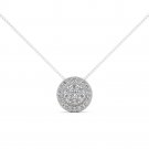 Sold 10k White Gold 0.5Ct Round Cut  Diamond Cluster Halo Necklace HI I2