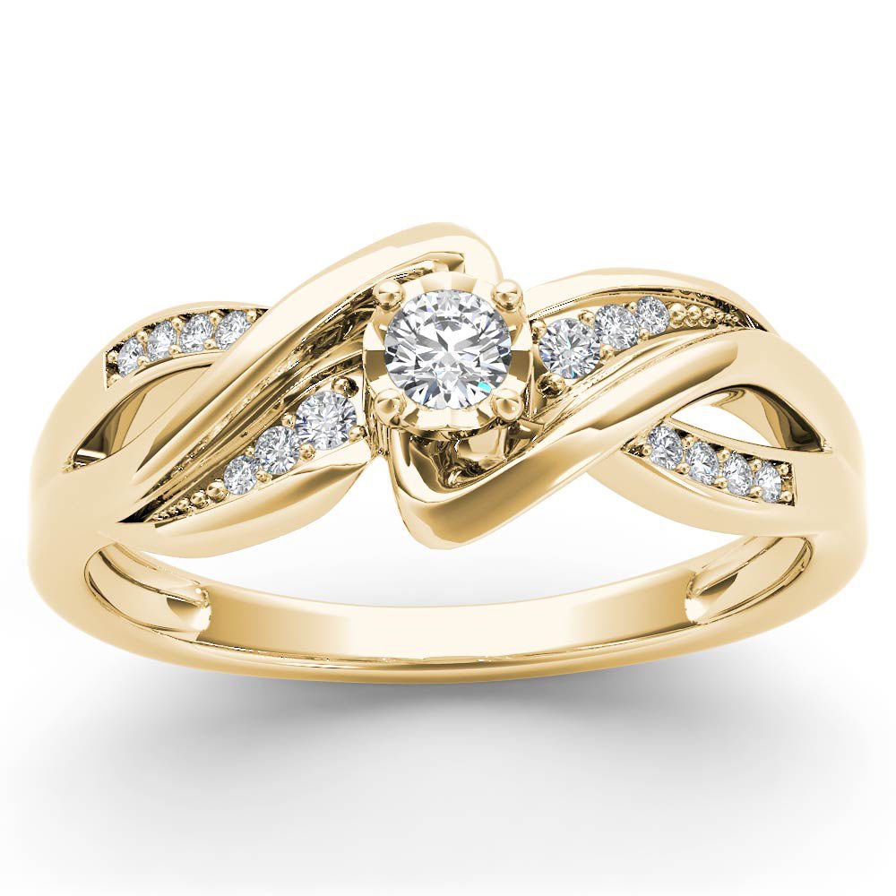 14k Yellow Gold 0.15 Ct Round Cut Diamond Split Shank Engagement Wedding Ring HI