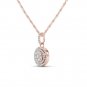 Genuine 10k Rose Gold 0.5Ct Round Cut Real Diamond Halo Necklace HI I2