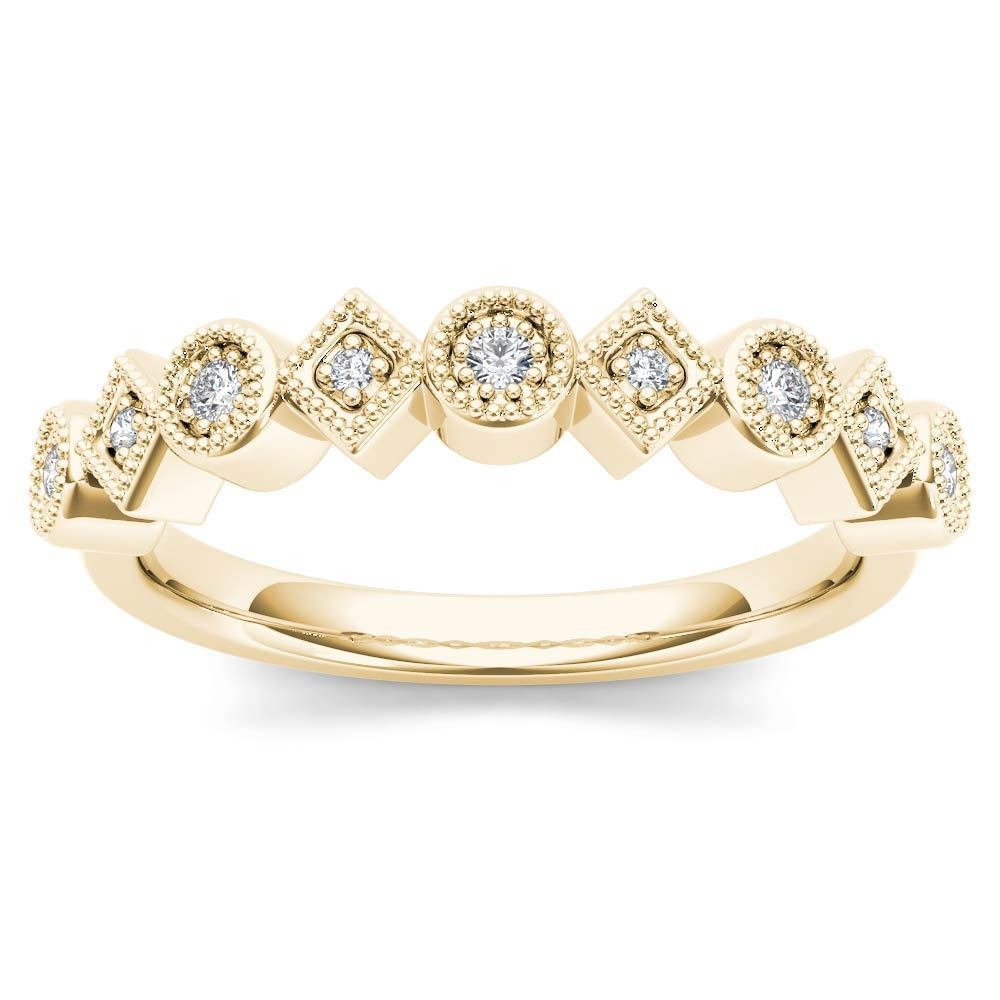 Genuine 10K Yellow Gold 0.08 Ct Round Cut Diamond  Wedding Band