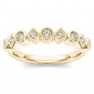 Genuine 10K Yellow Gold 0.08 Ct Round Cut Diamond  Wedding Band