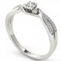 Genuine 14k White Gold 0.15Ct Diamond Three Stone Fashion Engagement Ring HI I2