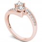 14K Rose Gold 0.62 Ct Princess Cut Diamond Two Stone Engagement Ring