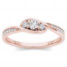 14k Rose Gold 0.22 Ct Round Cut Diamond Three Stone Engagement Anniversary Ring