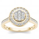 10K Yellow Gold 0.50 Ct Brilliant Round Cut Diamond Cluster Engagement Ring