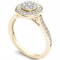 10K Yellow Gold 0.50 Ct Brilliant Round Cut Diamond Cluster Engagement Ring