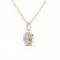 Genuine 10k Yellow Gold 0.5Ct Round Cut Real Diamond Halo Necklace HI I2