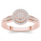 Natural 14k Rose Gold 0.15 Ct Round Cut Diamond Double Halo Engagement Ring HI Natural 14k Rose Gold 0.15 Ct Round Cut Diamond Double Halo Engagement Ring HI