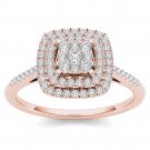14K Rose Gold 0.33 Ct Brillant Round Cut Diamond Cluster Engagement Ring