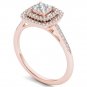 14K Rose Gold 0.33 Ct Brillant Round Cut Diamond Cluster Engagement Ring