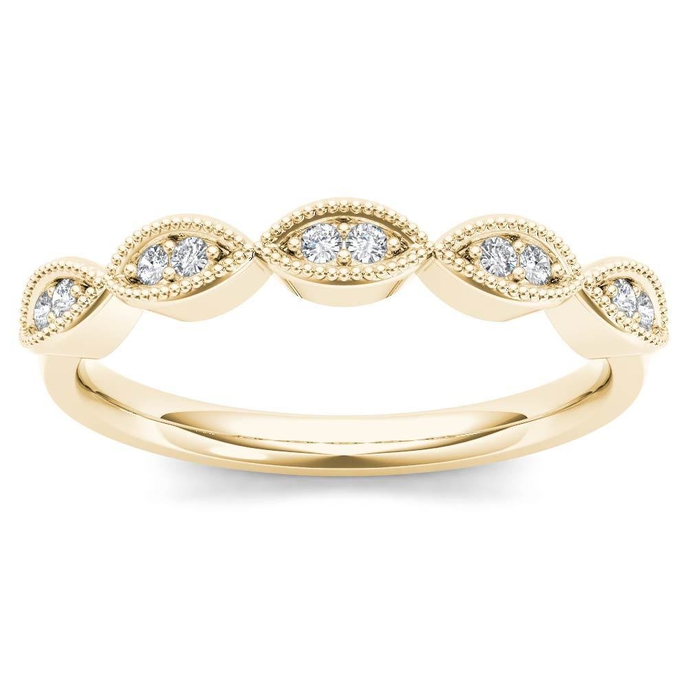 Genuine 10K Yellow Gold 0.06 Ct Round Cut Diamond Wedding Band