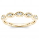 Genuine 10K Yellow Gold 0.06 Ct Round Cut Diamond Wedding Band