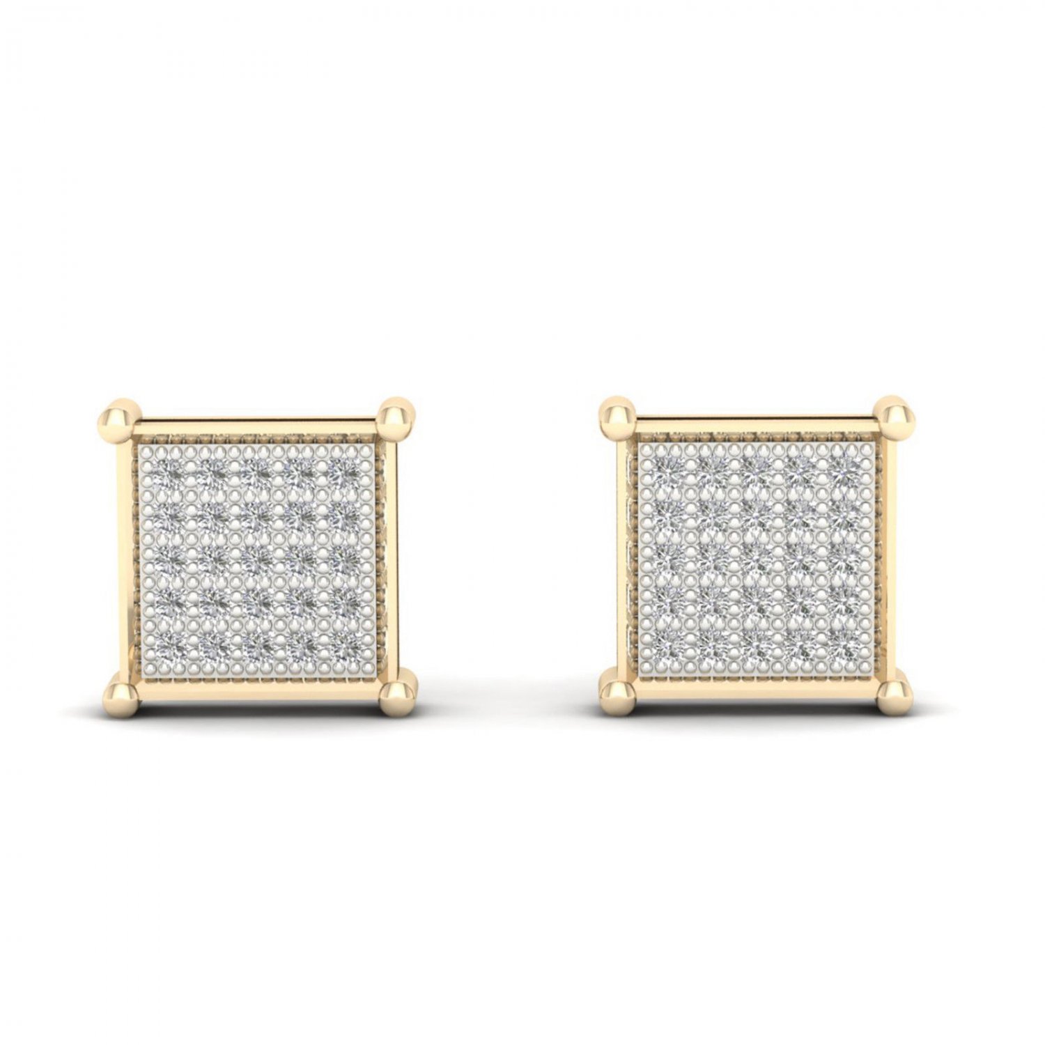 10k Yellow Gold 0.85 Ct Brilliant Round Cut Diamond Cluster Stud Earrings I2