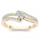 14K Yellow Gold 0.33 Ct Princess Cut Diamond Two Stone Engagement Ring I2