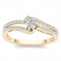 14K Yellow Gold 0.33 Ct Princess Cut Diamond Two Stone Engagement Ring I2
