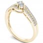 14K Yellow Gold 0.33 Ct Princess Cut Diamond Two Stone Engagement Ring I2