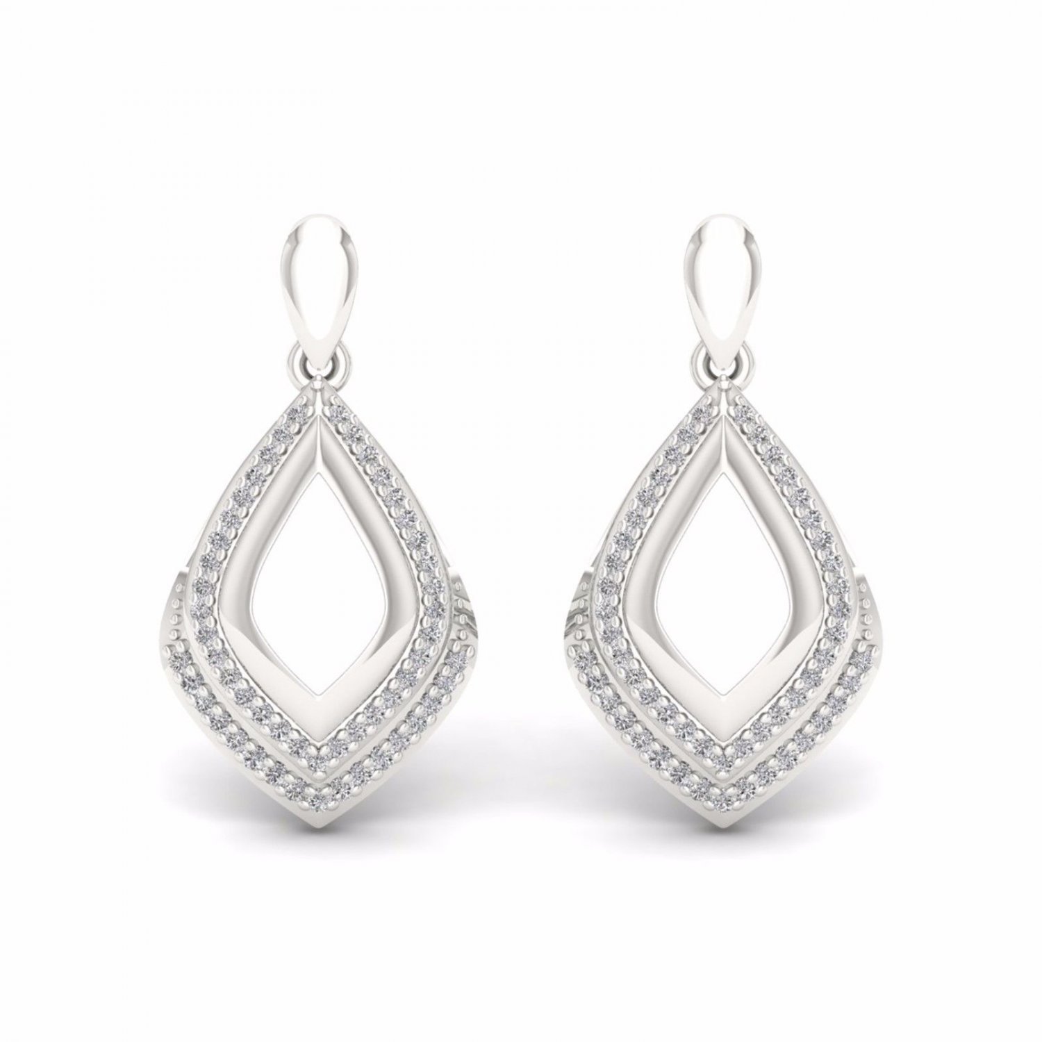 S925 Sterling Silver 0.25Ct  Natural Round Cut Diamond  Dangle Earrings